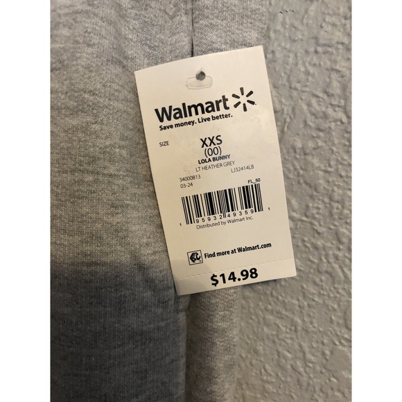 New Looney Tunes Lola Bunny Womens Sweatpants Gray XXS Jogger Lounge Sleepwear - Picture 2 of 9